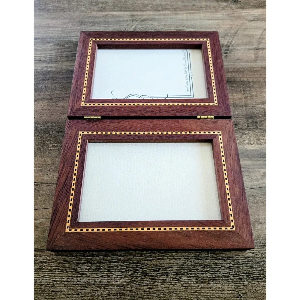 VTG Handcrafted Blood Wood Hinged Double 4x6 Photo Frame By Steven B. Levine